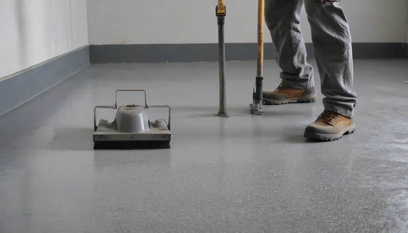 Provider rolling a protective coating onto a clean concrete floor in a Tinley Park home