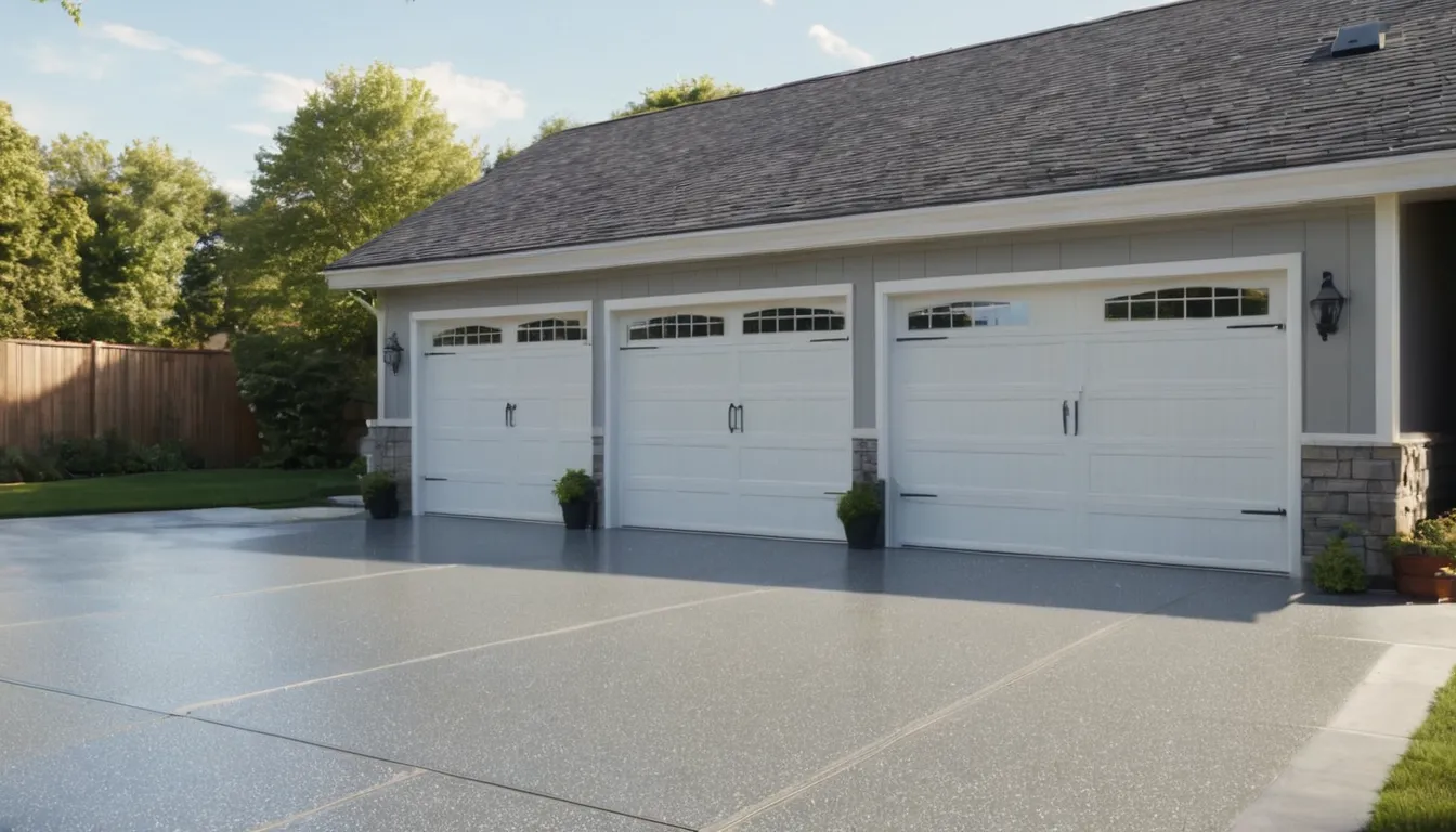 A freshly coated epoxy garage floor in Tinley Park with a family car parked outside