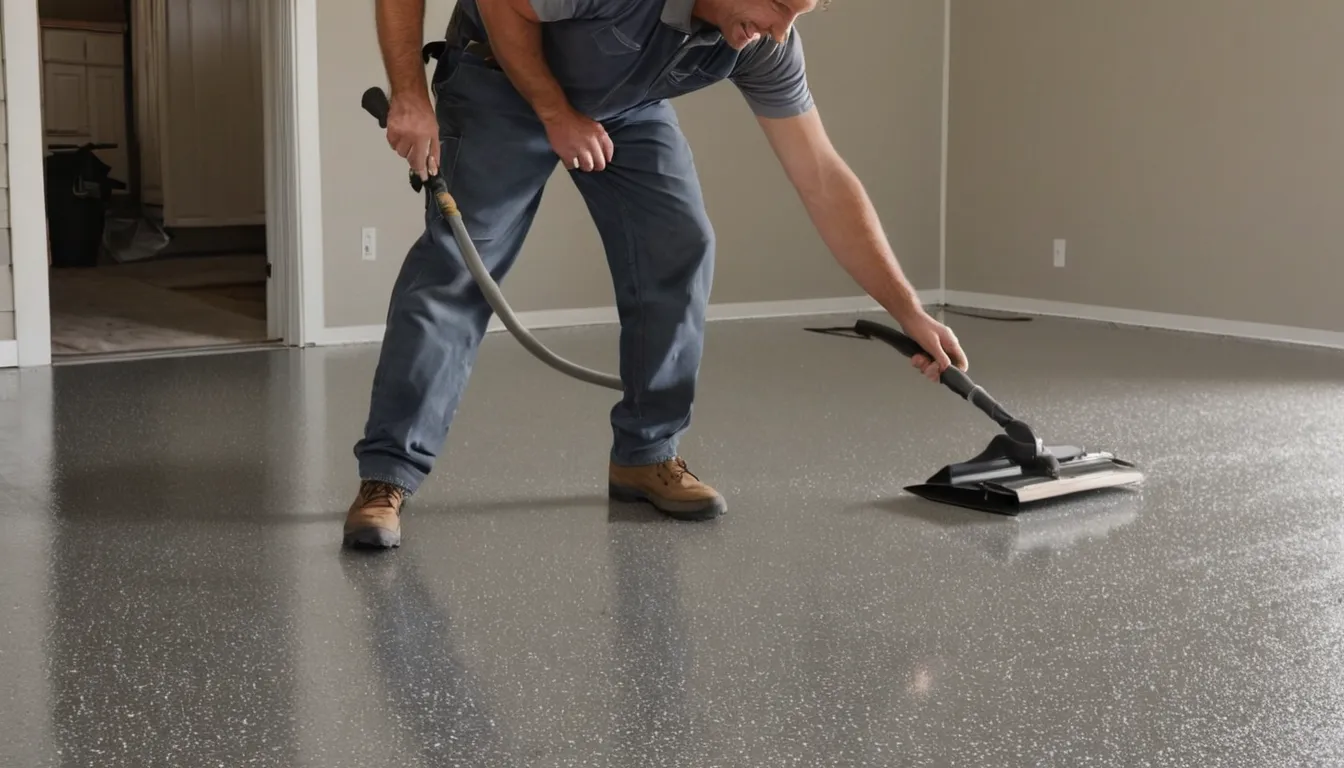 Provider rolling a clear polyaspartic topcoat over a flake garage floor in a Tinley Park home